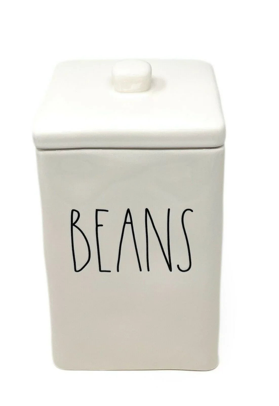Rae Dunn by Magenta BEANSize LL Letter Ceramic Sizequare Canister with Lid