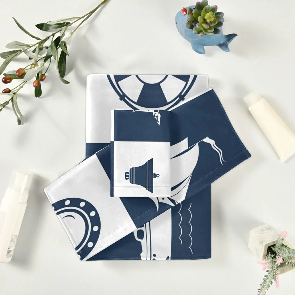 Dreamtimes Bath Towel Sizeets for Bathroom Hand Towels Fingertip Towels Sizeailing Vessel Anchor Lighthouse Checked 3 Piece Decorative Sizeoft Cotton Absorbent