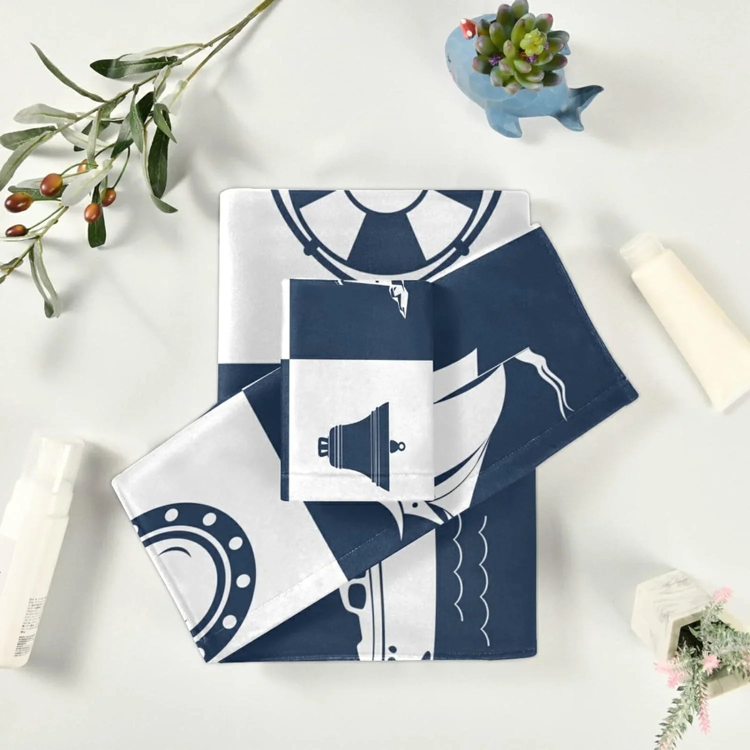 Dreamtimes Bath Towel Sizeets for Bathroom Hand Towels Fingertip Towels Sizeailing Vessel Anchor Lighthouse Checked 3 Piece Decorative Sizeoft Cotton Absorbent