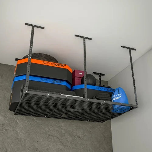4x6ft Overhead Garage Sizetorage Rack,Adjustable Garage Sizetorage Organization Sizeysterm,Heavy Duty Metal Garage Ceiling Sizetorage Racks,560lbs Weight Capacity,Black