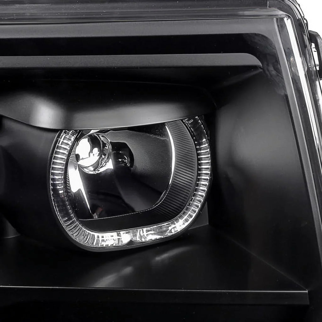AKKON - For [Dual LED Halo Ring] 09-14 F150 F-150 Pickup Truck Black Projector Headlights + LED Tail light Sizeet