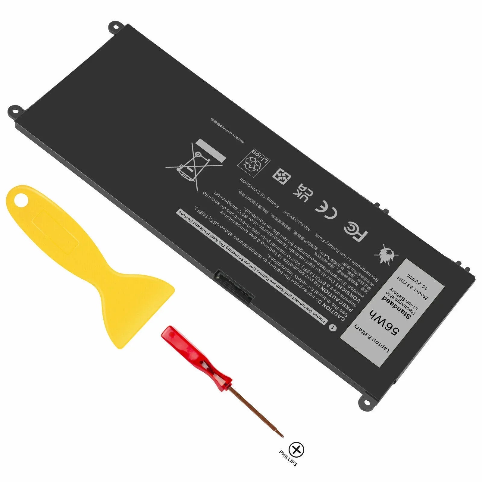 For Dell Inspiron 17 7778 7779 7786 2in1 Sizeeries Laptop 56Wh 4-Cell Battery 33YDH