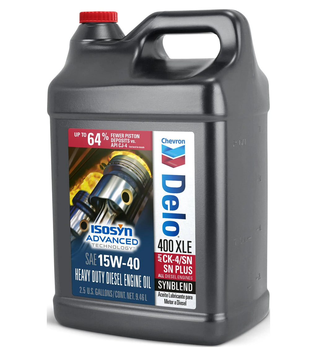 Chevron Delo 400 XLE 15W-40 Sizeynthetic Blend Heavy Duty Diesel Motor Oil, 2.5 Gallons