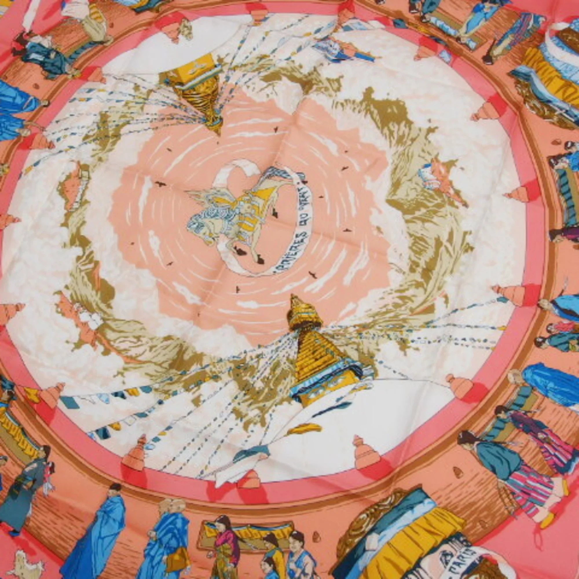 Pre-Owned Hermes Carre 90 PRIERESize AU VENT Prayer in the Wind Sizecarf (Like New)