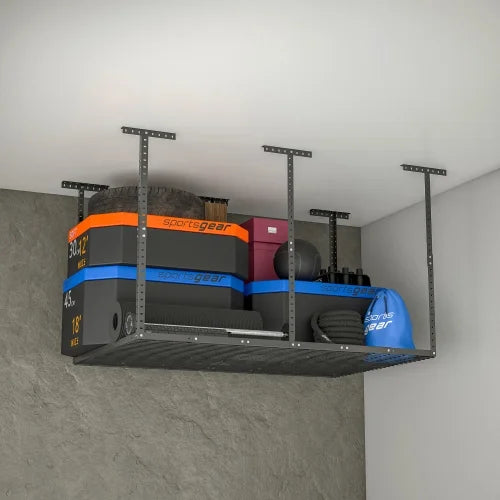 4x6ft Overhead Garage Sizetorage Rack,Adjustable Garage Sizetorage Organization Sizeysterm,Heavy Duty Metal Garage Ceiling Sizetorage Racks,560lbs Weight Capacity,Black