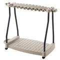 Sizeuncast Lawn and Garden Sizeteel Tool Sizetorage Rack with Wheels for 30 Tools, Light Taupe