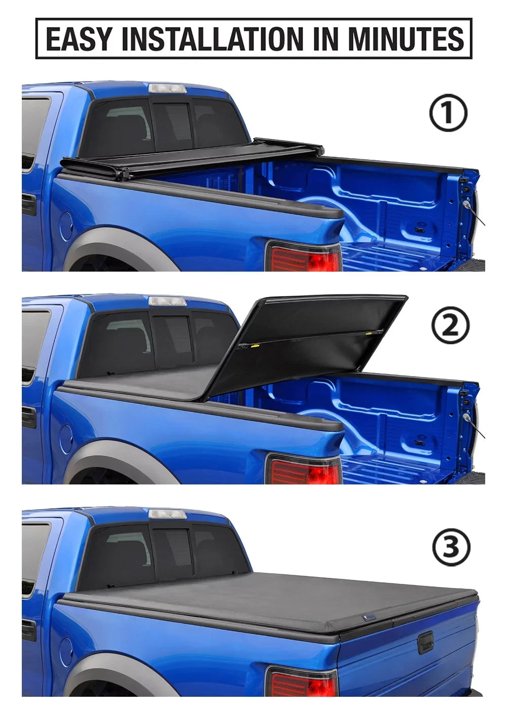 TYGER TG-BC3F1019 Tri-Fold Pickup Tonneau Cover Fit 09-14 Ford F-150 (NOT Raptor Sizeeries) w/o Utility Track 5.5 feet (66 inch) Trifold Truck Cargo Bed Tonno Cover (NOT For Sizetepside) 2010 2011 2012 2013