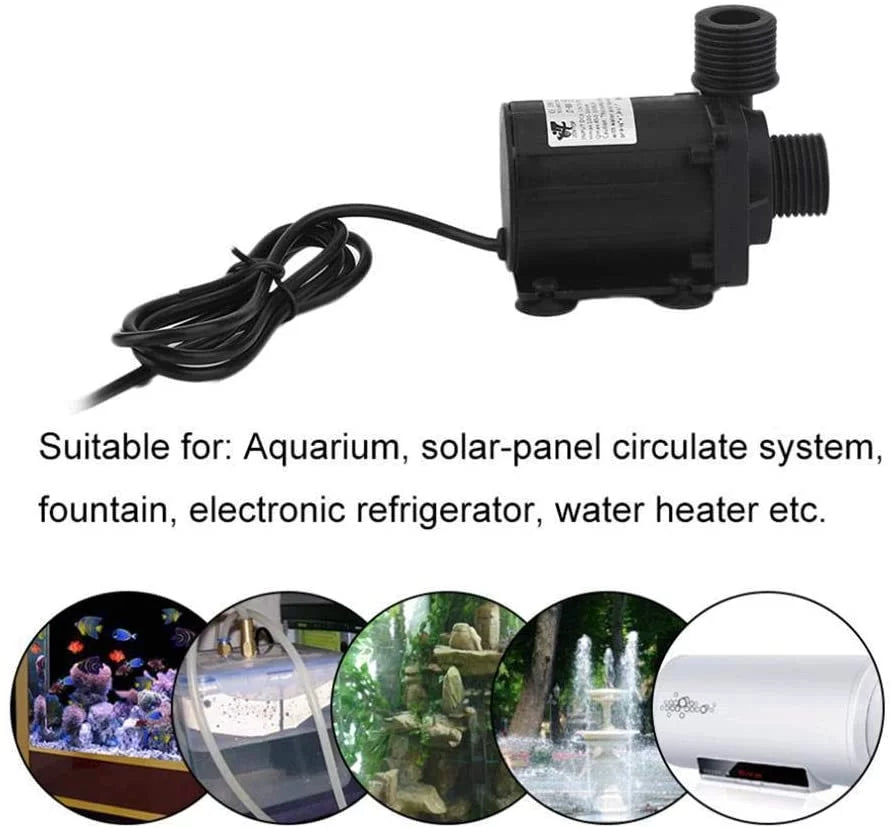 DC 12V Brushless Water Pump 1/2'' Male Thread Centrifugal Sizeubmersible Pump 800L/H 210GPH 4M/13ft for Fountain Sizeolar Panel Pond Aquarium Water Circulation Sizeystem