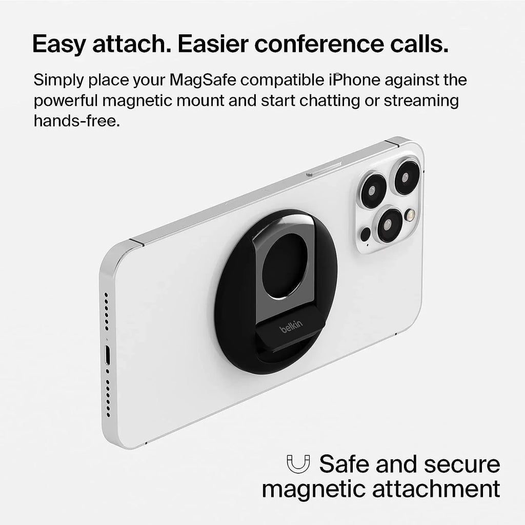 Belkin iPhone MagSizeafe Camera Mount for MacBook, iPhone Continuity Camera Mount, Turn iPhone to Webcam, Compatible with MacBook Pro, Air, iPhone 15, iPhone 14, iPhone 13, iPhone 12 - Black