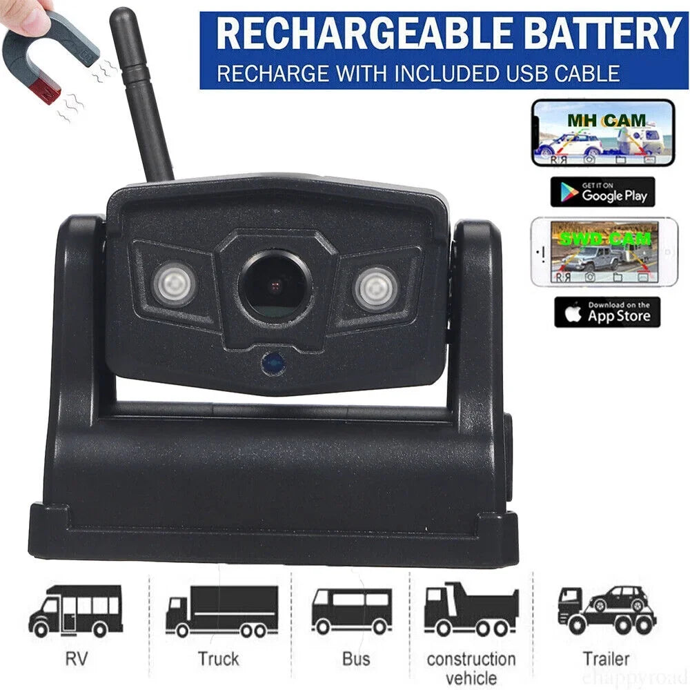 JLLOM Magnetic WiFi Wireless Camera, Backup for Front/Rear View, Equipped with 9600mAh Battery