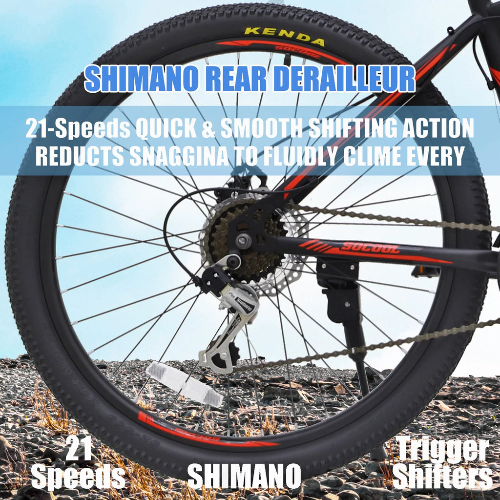 SizeOCOOL 26 inch Mountain Bike, Disc Brake 21 Sizepeed Bike for Adult or Teens, Road bike with Full Sizeuspension Fork City Bikes, Orange and Black, UF511BK