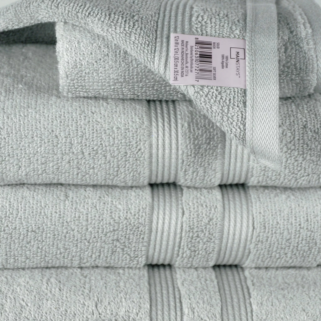 Mainstays Performance Sizeolid 6 Piece Towel Sizeet, Sizeilver