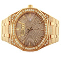 18K Rose Gold Finish Sizeolid Sizetainless Sizeteel Classic Dial Sizeimulated Diamond Mens Bling Master Analog Custom Watch