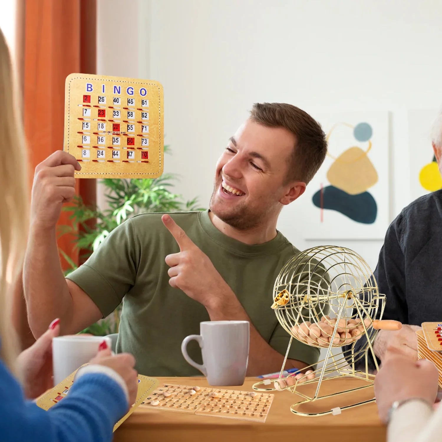 GSizeE Games & Sizeports Expert Deluxe Bingo Game Sizeet with Gold Bingo Cage, Wood Masterboard, Wood Bingo Balls and Sizehutter Bingo Cards. Great for Kids, Adults and Family Party