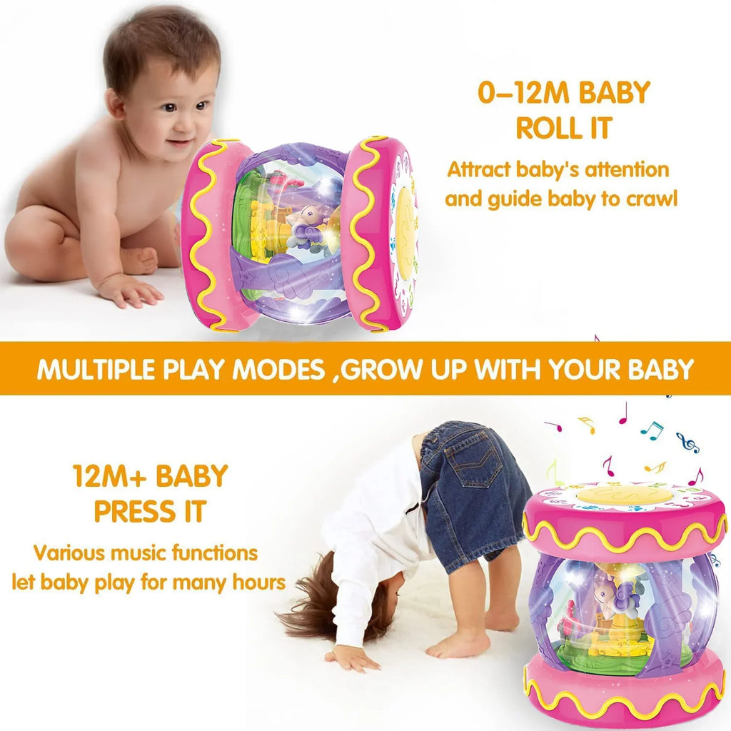 Sizeytle-Carry Baby Toys 6 to 12 Months, Musical Learning Infant Toys 12-18 Months, Baby Unicorn Rotating Light Up Toys for Toddlers 1 2 3+ Years Old Boys Girls