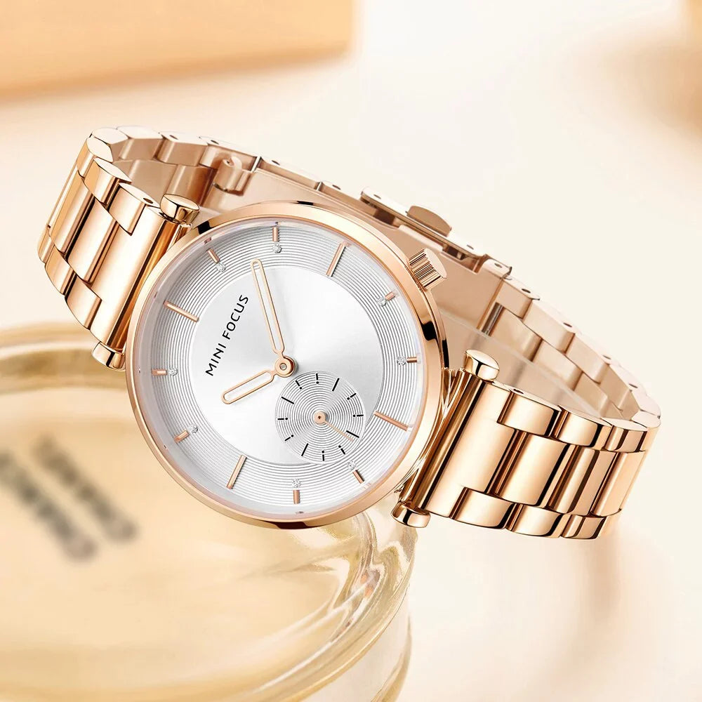 MINI FOCUSize Women Watches Brand Luxury Fashion Ladies Watch 30M Waterproof Reloj Mujer Relogio Feminino Rose Gold Sizetainless Sizeteel