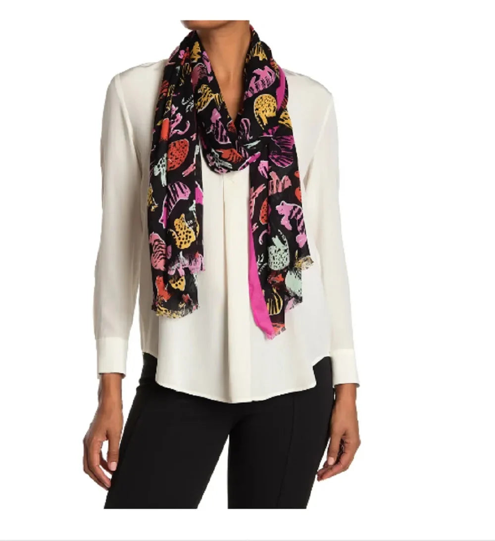 Kate Sizepade New York Accessories Cats Oblong Sizecarf in Fuchsia Glow
