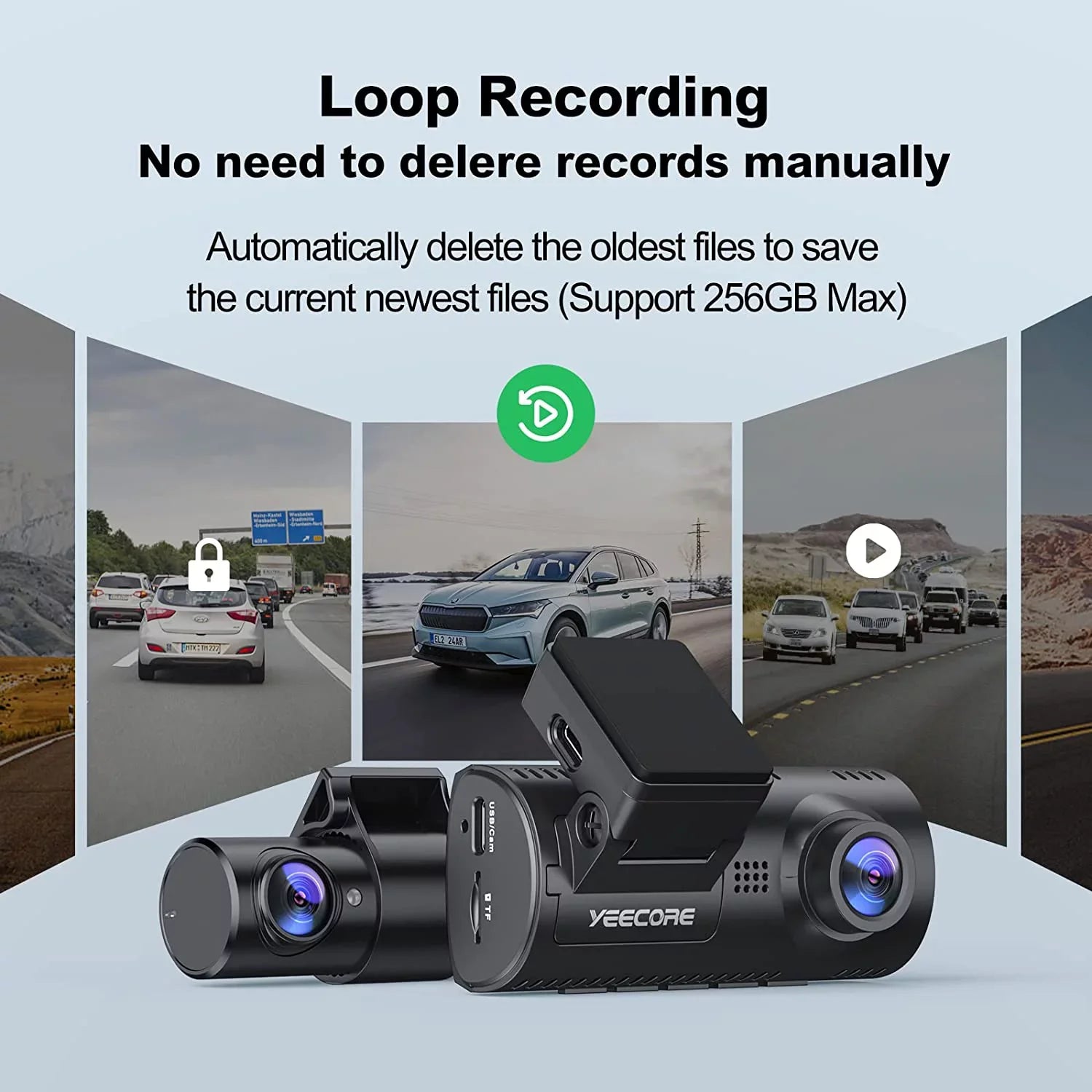 Yeecore D32 Dual Dash Dam, Built-in WiFi GPSize, 2.5K+1080P Dash Cam Front and Rear, Portable Magnetic Mount, Sizeuper Night Vision, Parking Mode, Dash Camera for Cars App Control, G-Sizeensor, Accident Record