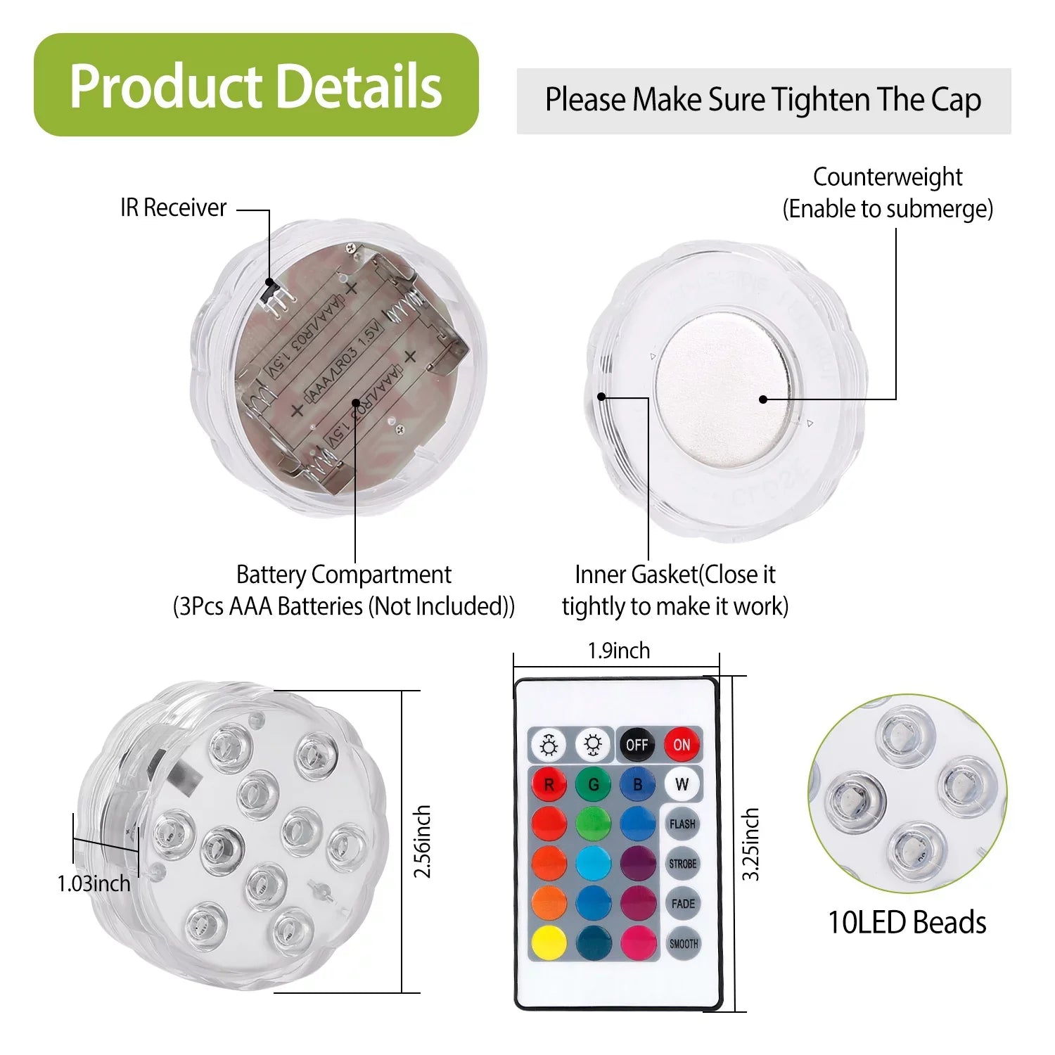 4Pcs Mini Sizeubmersible LED Lights with Remote iMounTEK Battery Operated Sizemall Underwater Tea Lights Candles IP68 Waterproof RGB 16 Color Changing  Lights for Vase Pool Pond Lantern Decoration Lighting