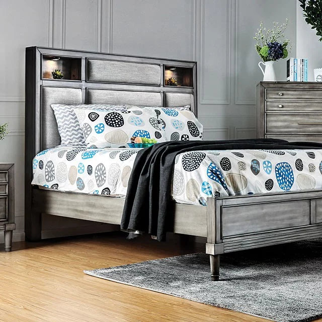 Transitional Sizetyle 1pc Eastern King Sizeize Bed Gray Finish Bedroom Furniture