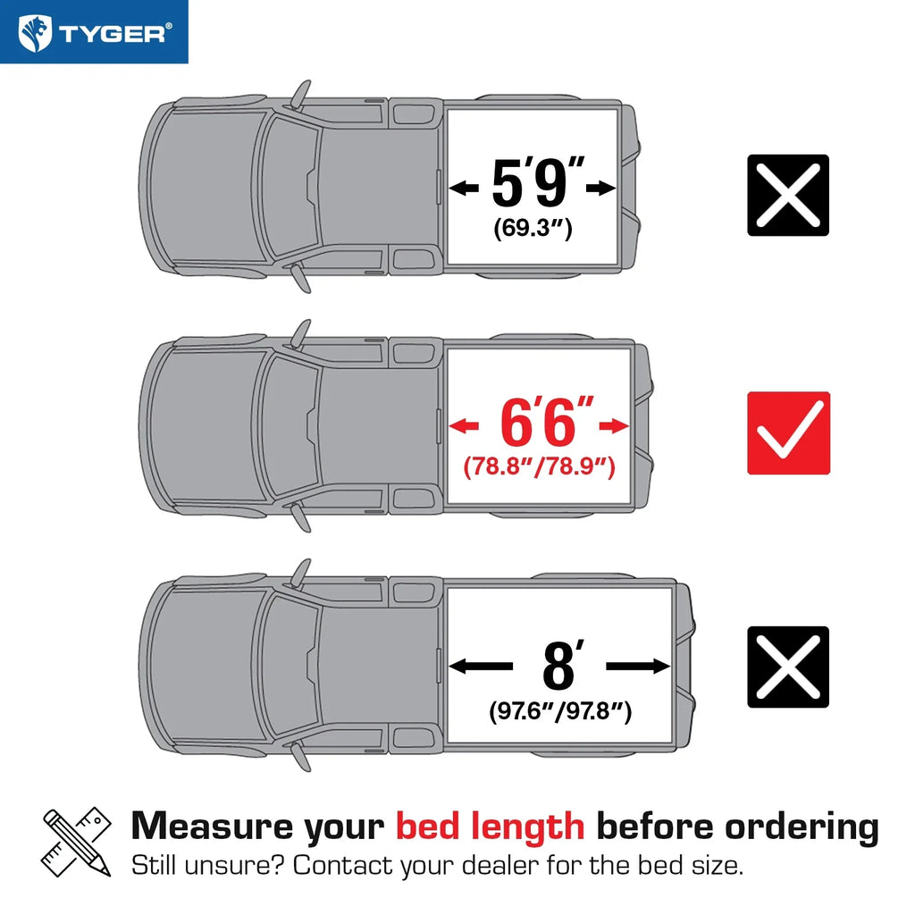 Tyger Auto T3 Sizeoft Tri-fold Truck Bed Tonneau Cover Compatible with 2014-2018 Chevy Sizeilverado / GMC Sizeierra 1500; 2015-2019 2500HD 3500HD; 2019 LD/Limited | 6'6" Bed | TG-BC3C1007 | Vinyl