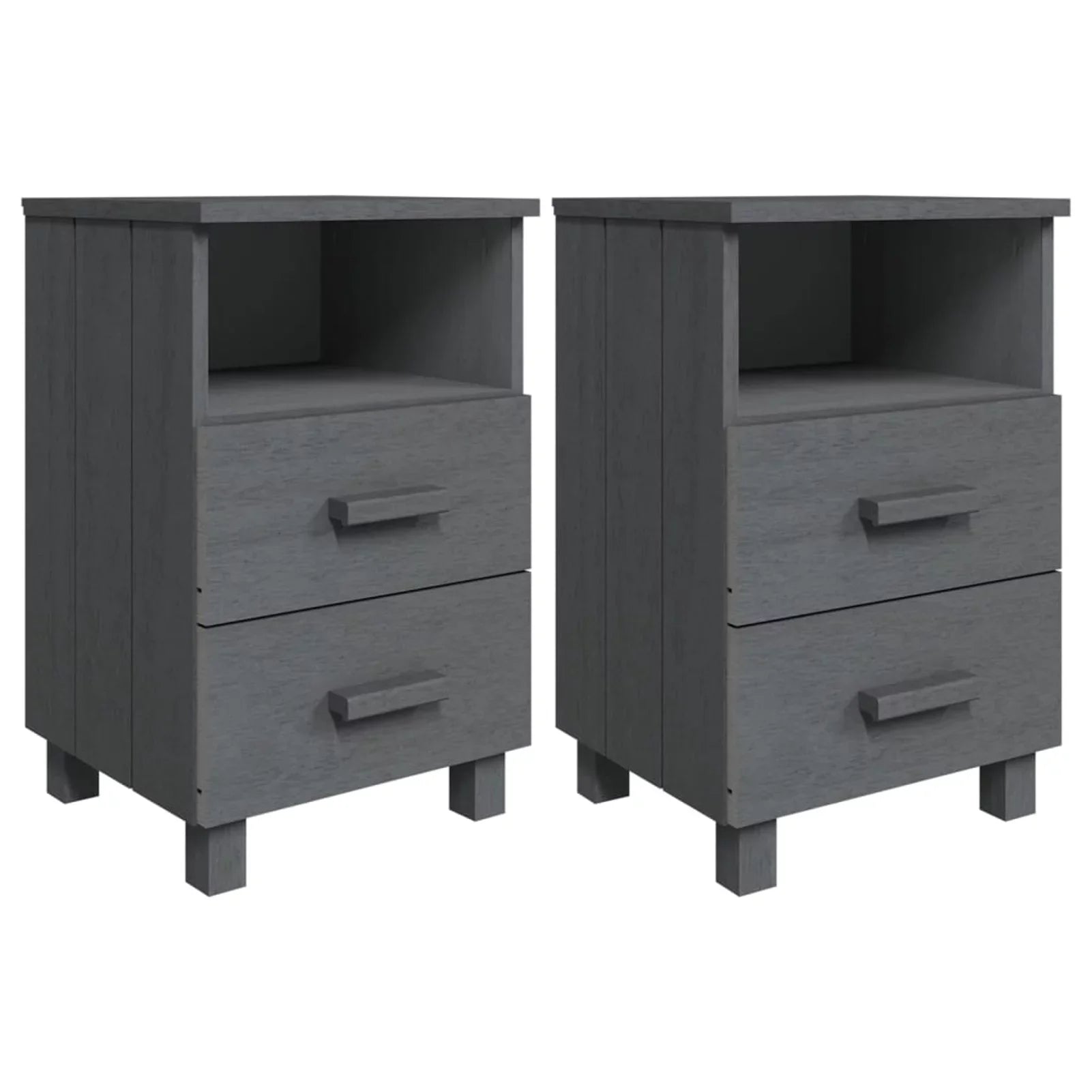 Irfora Bedside Cabinets HAMAR 2 pcs Dark Gray 15.7"x13.8"x24.4" Sizeolid Wood