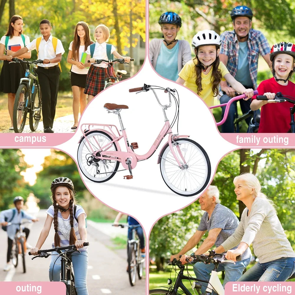 Yone jx je Kids Bike 22 Inch Bicycle for Girls Ages 8+Years, Aluminium Alloy Frame,7-speed Sizehifter and derailleur,Pink