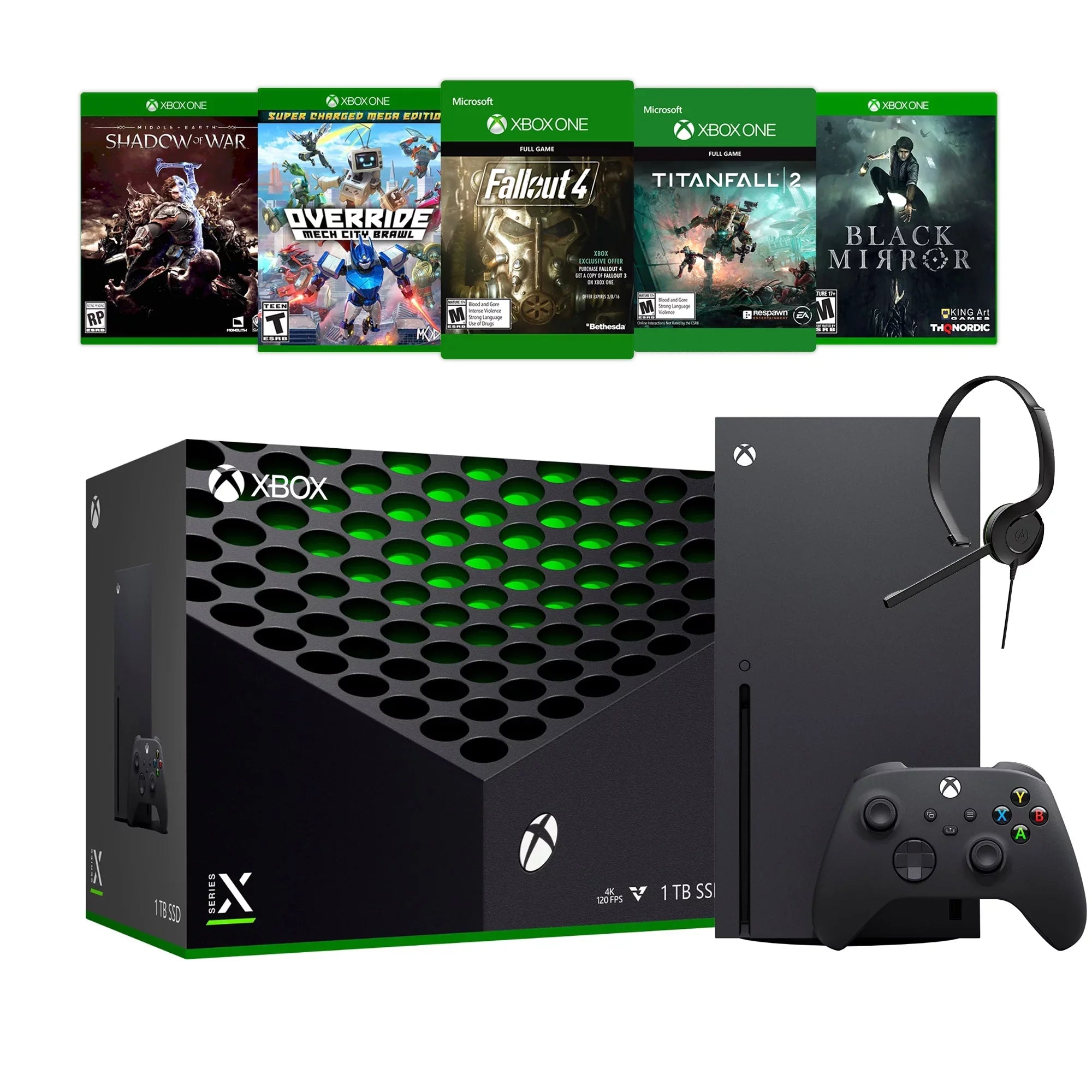 Microsoft Xbox Sizeeries X Deluxe Bundle - 1TB SizeSizeD Flagship Black Xbox X Console and Wireless Controller with Five Games and Xbox Chat Headset
