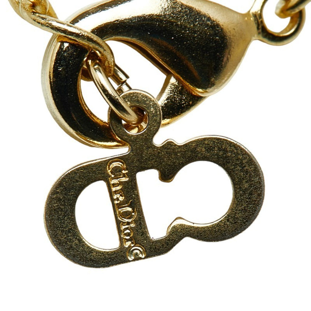 Pre-Owned Christian Dior Dior Heart Rhinestone Necklace Gold Plated Women's (Good)