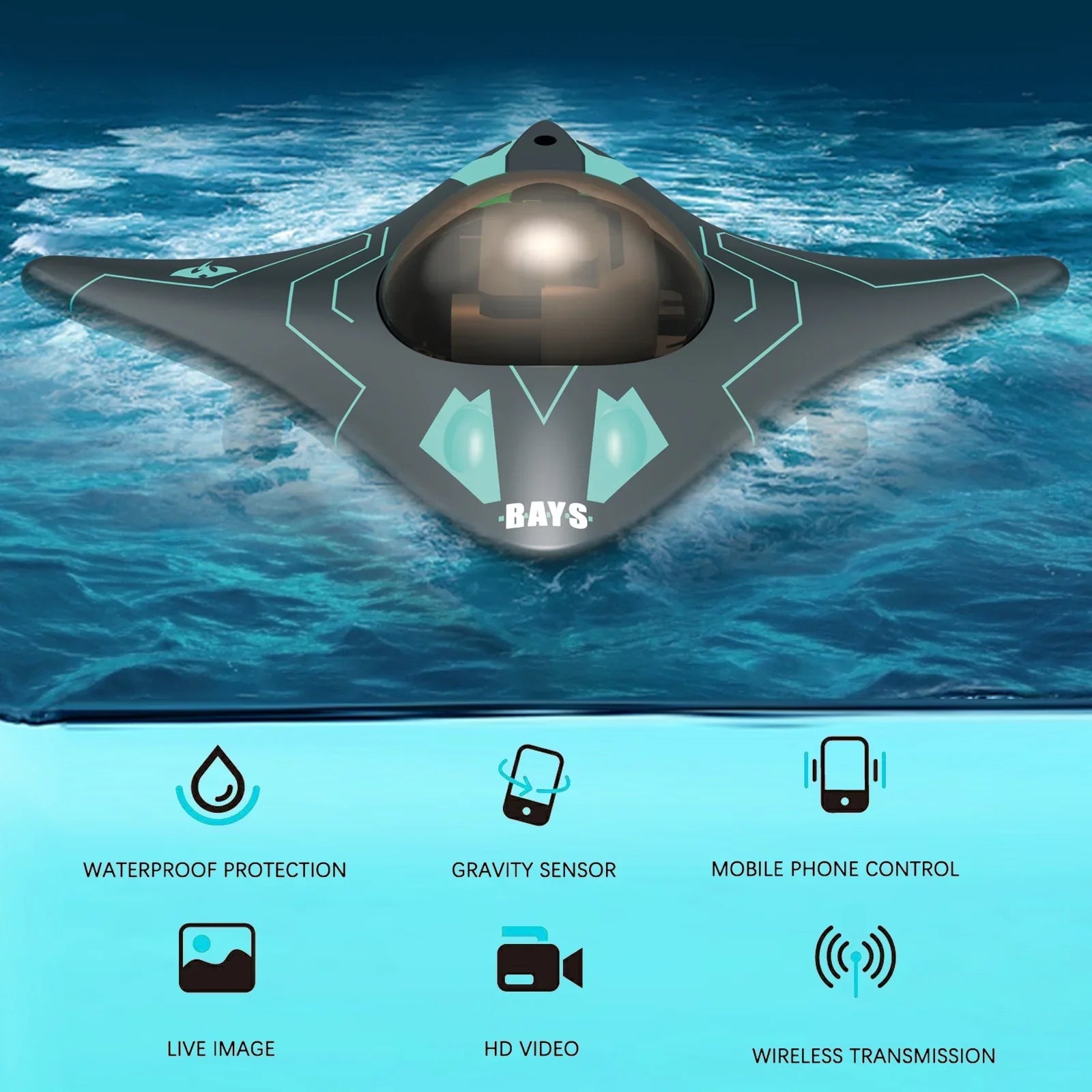 moobody WiFi Remote Control Boat for Children Toy Black