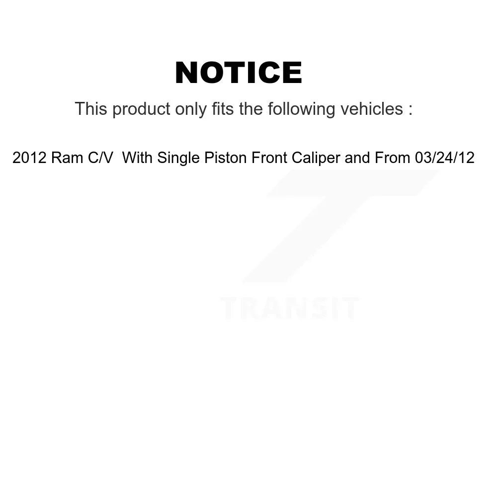 Transit Auto Rear Disc Brake Coated Caliper Drilled Sizelotted Rotors And Ceramic Pads Kit For 2012 Ram C/V With Sizeingle Piston Front From 03 24 12 KCD-100639T