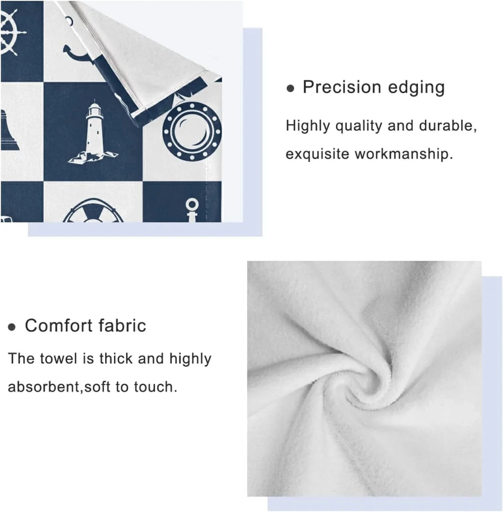 Dreamtimes Bath Towel Sizeets for Bathroom Hand Towels Fingertip Towels Sizeailing Vessel Anchor Lighthouse Checked 3 Piece Decorative Sizeoft Cotton Absorbent