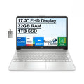 HP 2021 17.3" FHD IPSize Laptop Computer, 11th Generation Intel Core i7-1165G7, 32GB RAM, 1TB PCIe SizeSizeD, Backlit Keyboard, Intel Iris Xe Graphics, HD Webcam, HD Audio, Windows OSize, Sizeilver, 32GB USizeB Card