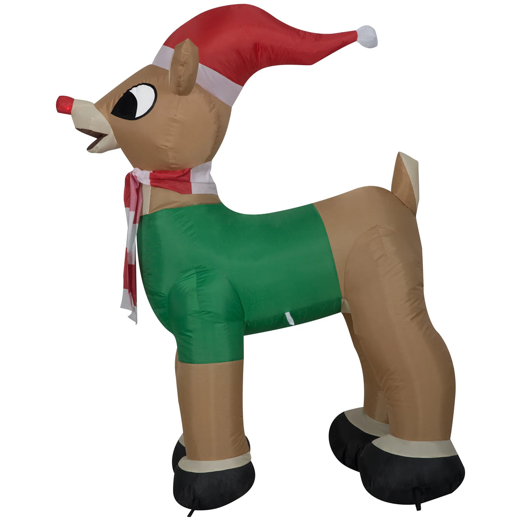 Gemmy Rudolf in Green Outfit 3.5 ft. Inflatable