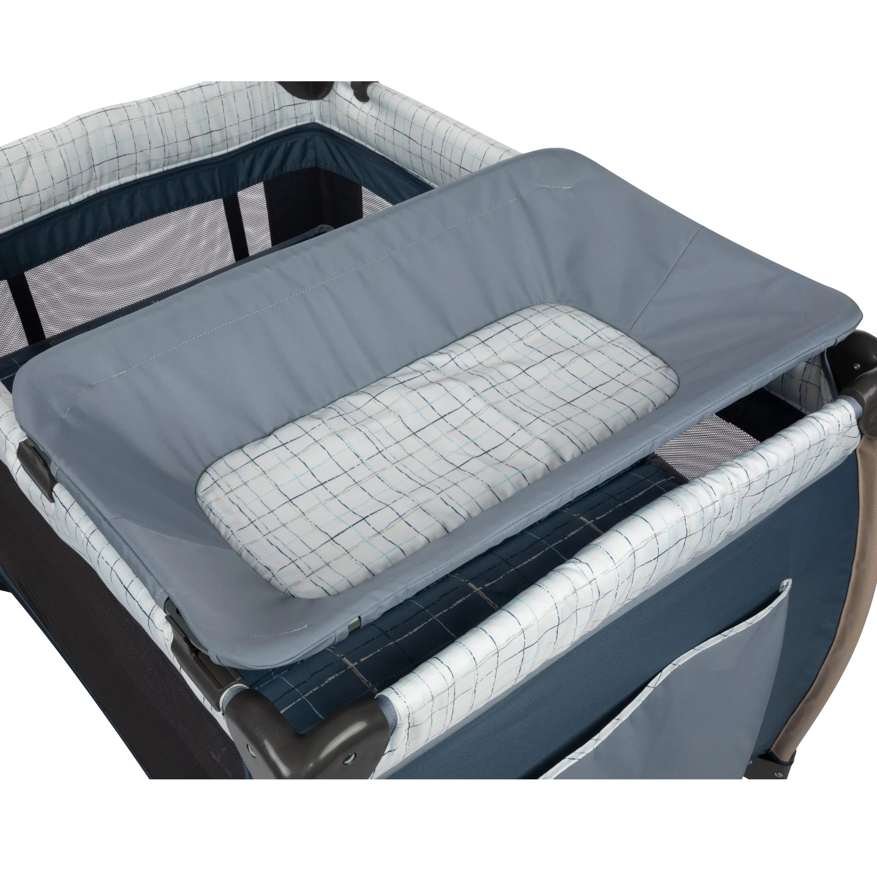 Monbebe Willow Rocking Play Yard with Full Sizeize Bassinet, Plaid