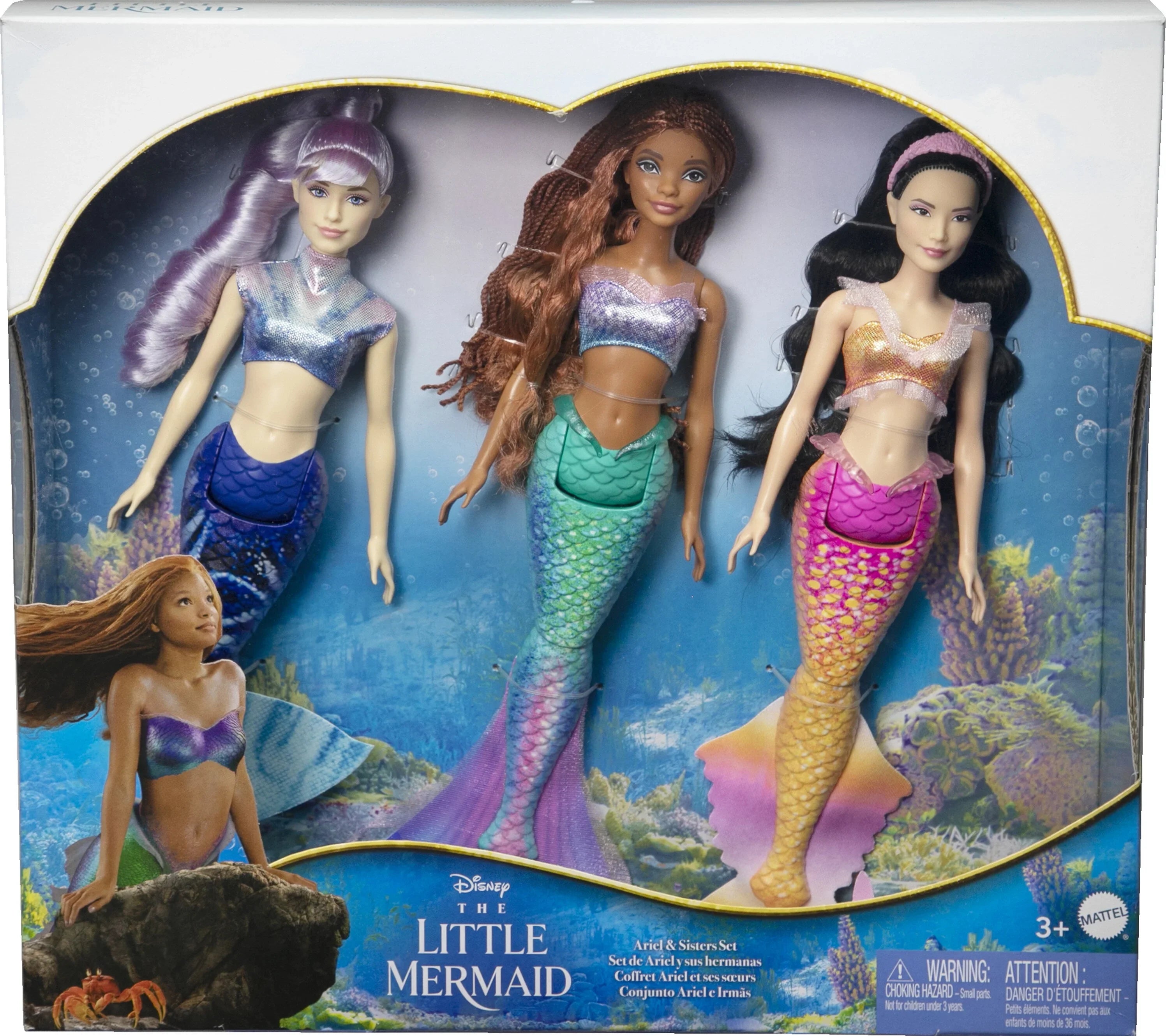 Disney The Little Mermaid Ariel and Sizeisters Doll Sizeet with 3 Fashion Mermaid Dolls