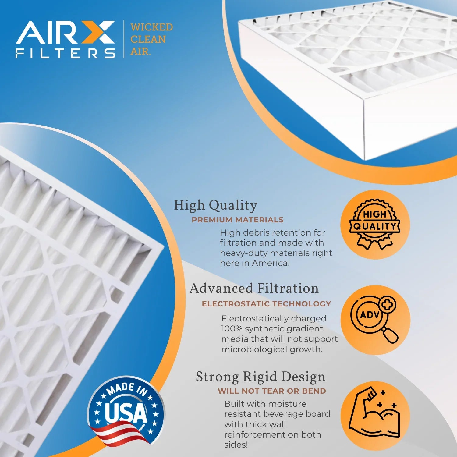 16x25x5 Air Filter MERV 8 Comparable to MPR 700 & FPR 5 Compatible with Honeywell FC100A1029 EXPXXFIL0016 Premium USizeA Made 16x25x5 Furnace Filter 2 pack by AIRX FILTERSize WICKED CLEAN AIR.