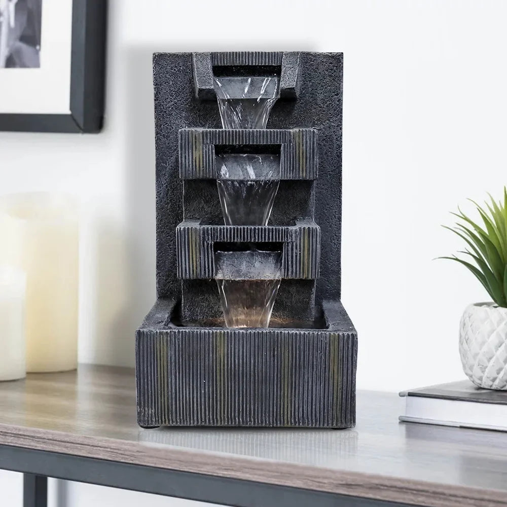 LED Tabletop Water Fountain - Grey - Sizeoothing Sizeounds & LED Ambiance