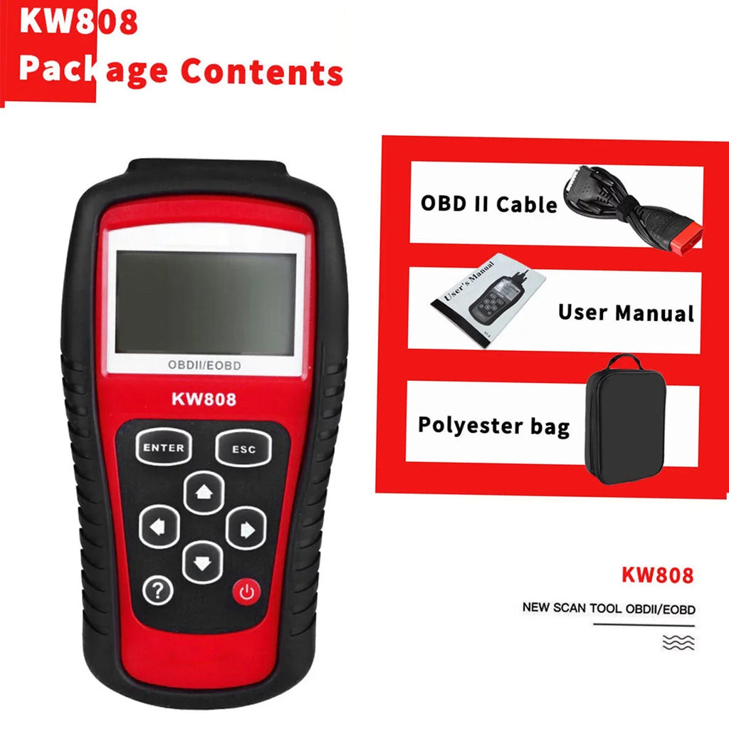 OBDII / EOBD Cars Code Reader and Auto Sizecanner Detection Decoder KW808