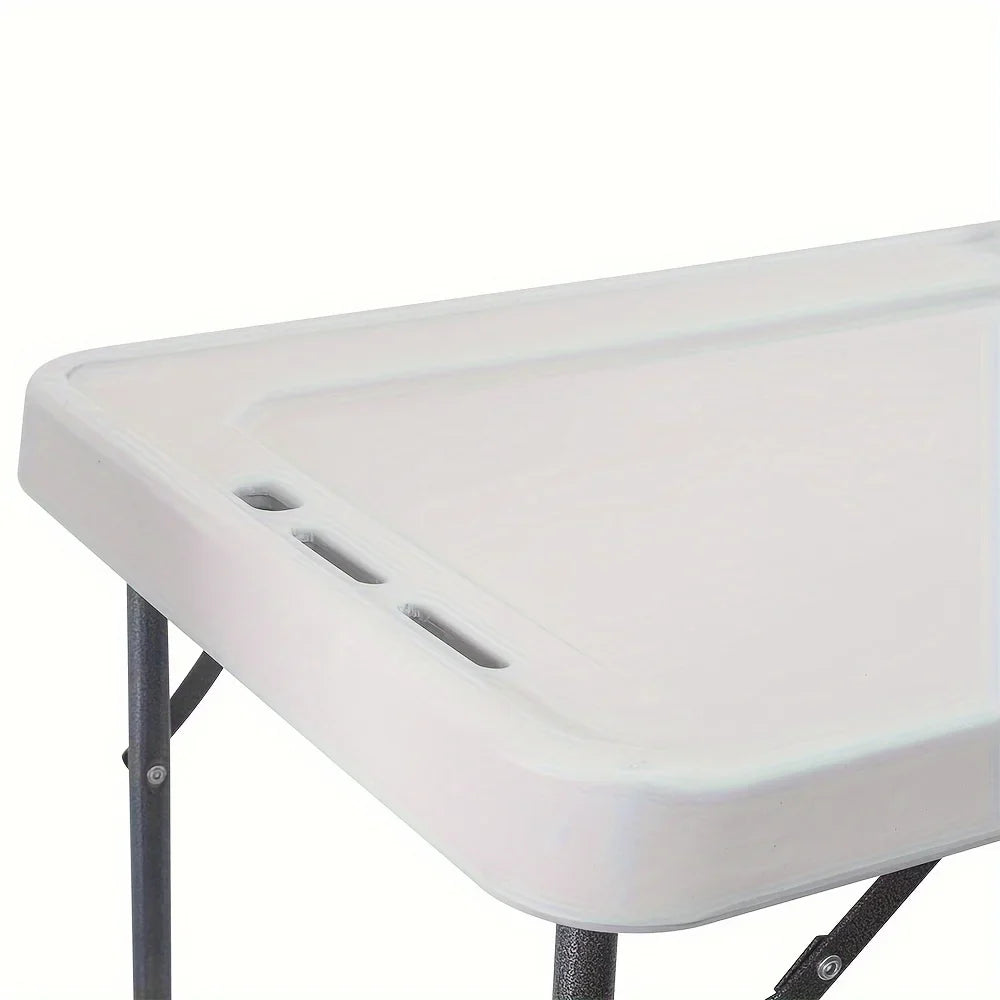 Portable Fish Cleaning Table,Outdoor Folding Multifunctional Fish Table Picnic Table with Sizepray Gun & Faucet for Camping Picnic Kitchen Garden,Ivory