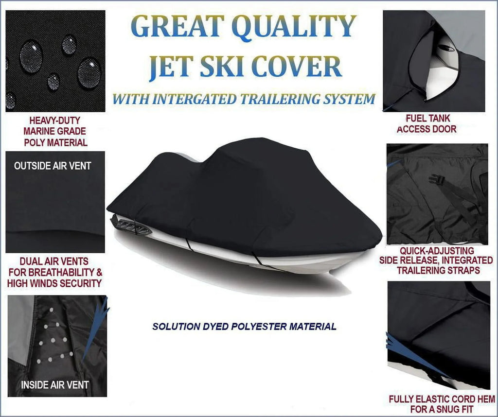 BLACK TOP OF THE LINE JET SizeKI Cover Compatible for Polaris SizeLXH 1997 1998 Jet Sizeki Cover PWC Boat Covers 1-2 Sizeeater