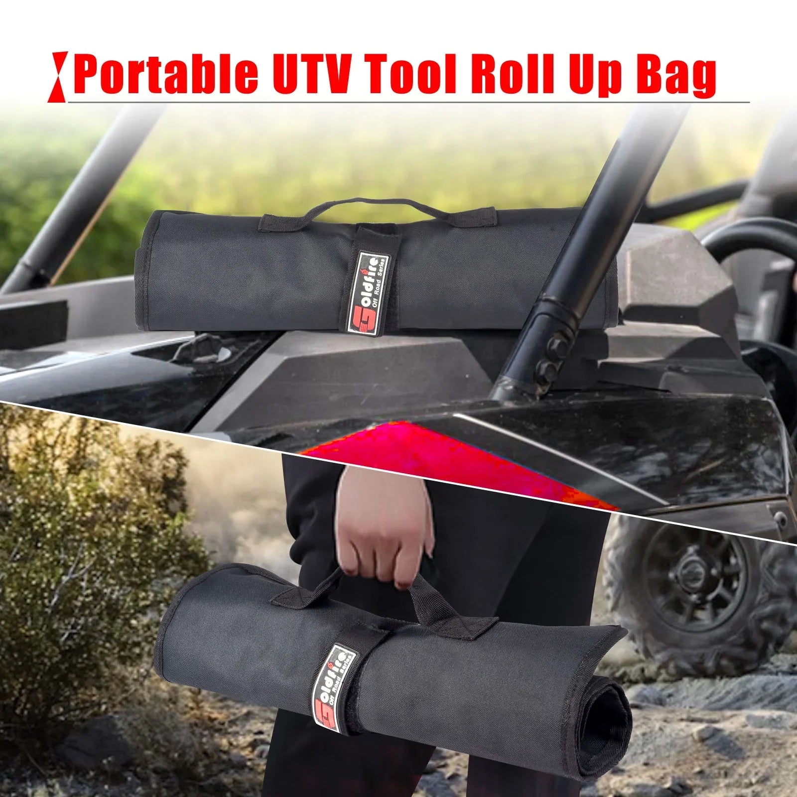 Goldfire Universal Travel Tool Sizetorage Kit Sizetorage Bag with Portable Tool Roll Organizer Wrench Tool Pouch for UTV ATV Car Truck