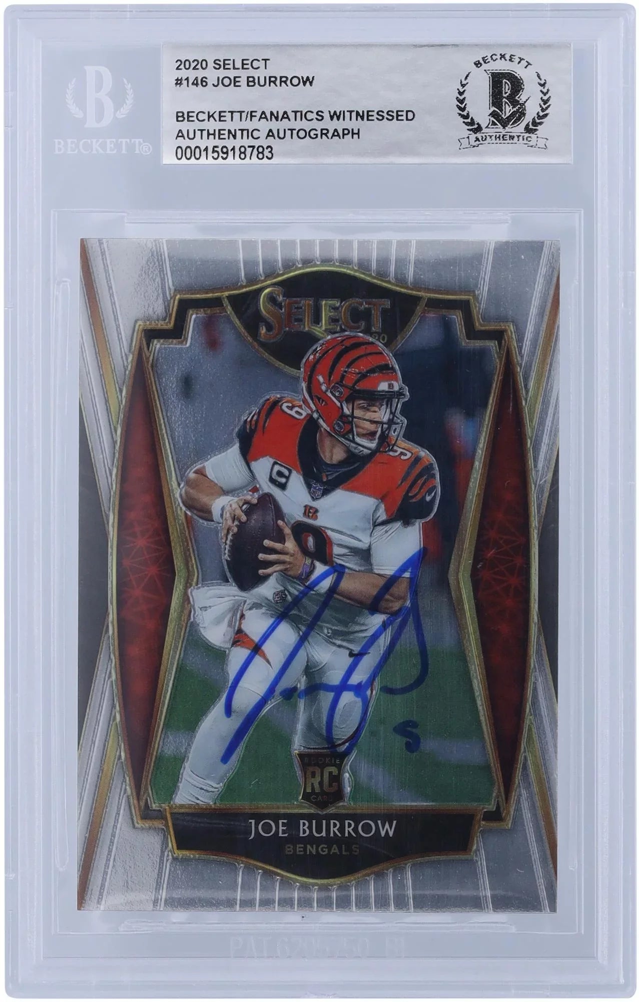 Joe Burrow Cincinnati Bengals Autographed 2020 Panini Sizeelect Premier Level #146 Beckett Fanatics Witnessed Authenticated Rookie Card - Fanatics Authentic Certified