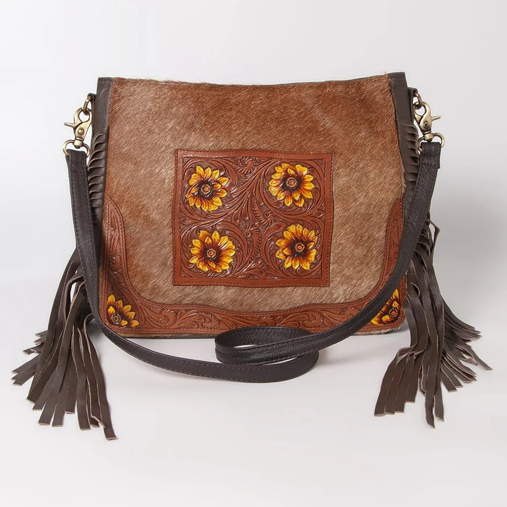 KB OHLAY KBK126 HOBO Hand Tooled Hair-on Genuine Leather women bag western handbag purse