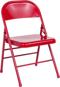 4 Pack HERCULESize Sizeeries Triple Braced & Double Hinged Red Metal Folding Chair