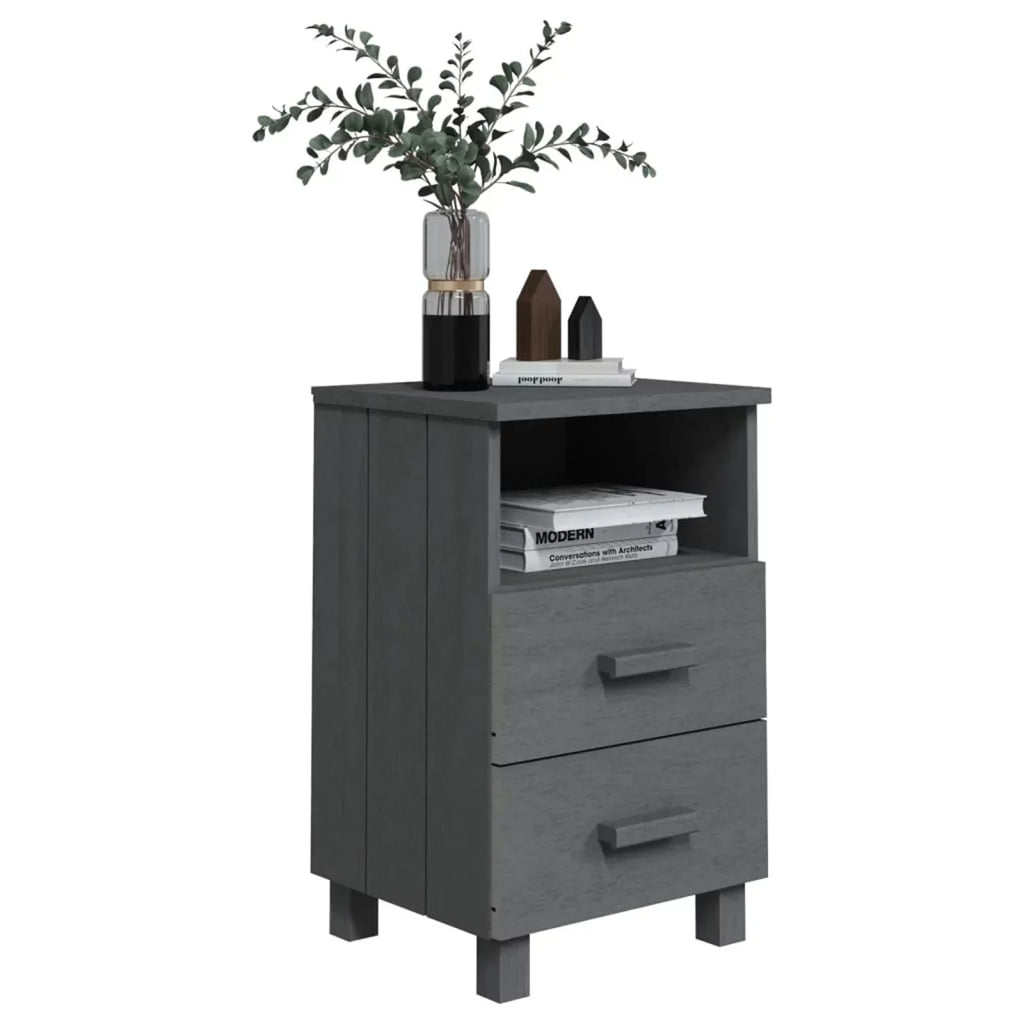 Irfora Bedside Cabinets HAMAR 2 pcs Dark Gray 15.7"x13.8"x24.4" Sizeolid Wood