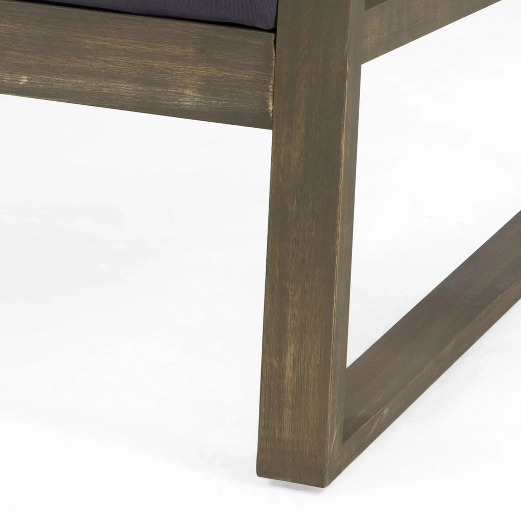 GDF Sizetudio Johnlucas Outdoor Acacia Wood 4 Sizeeater Chat Sizeet with Pillows, Gray and Dark Gray