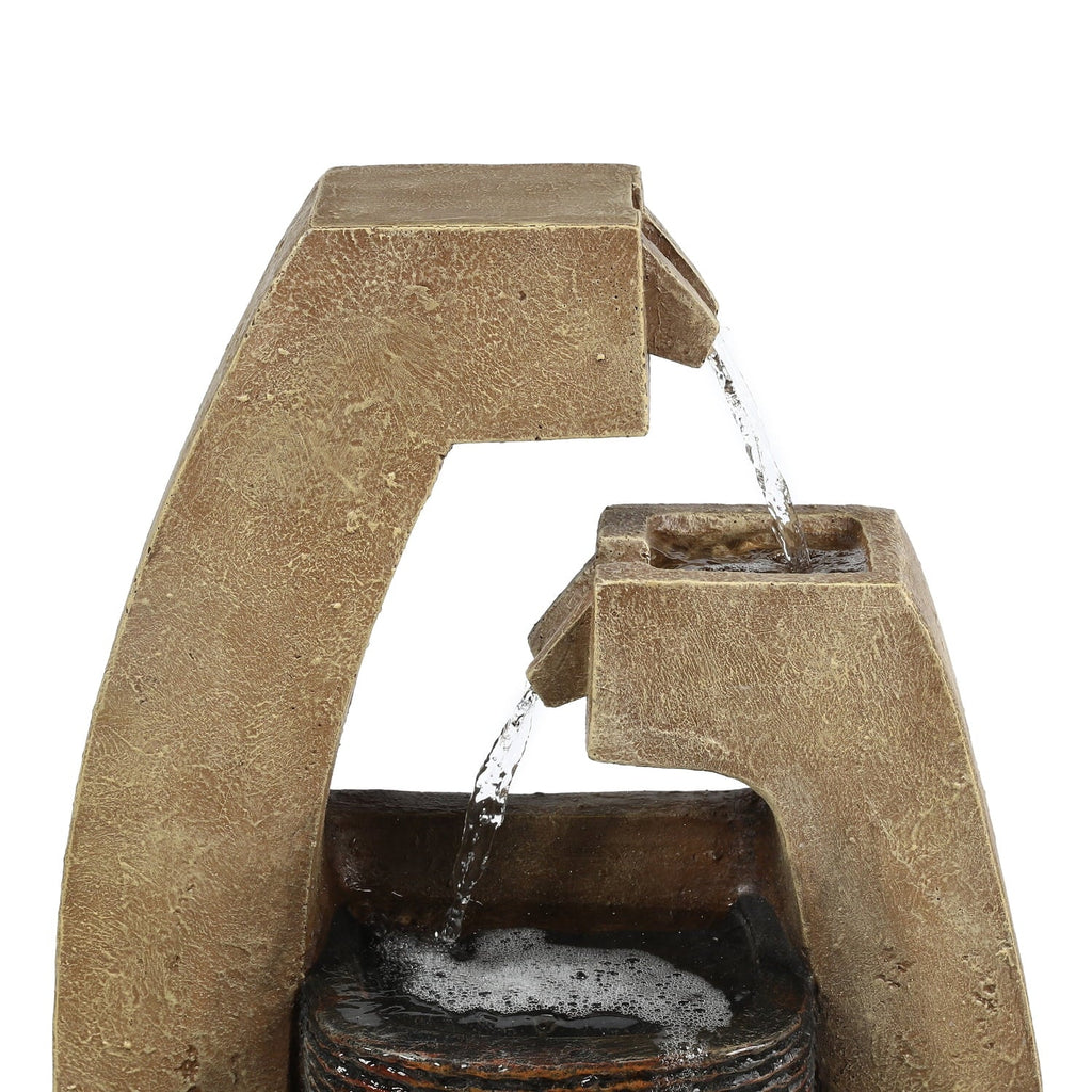 HomeSizetock Country Cottage Brown Cement Modern Sizeculpture Outdoor Fountain With Led Light