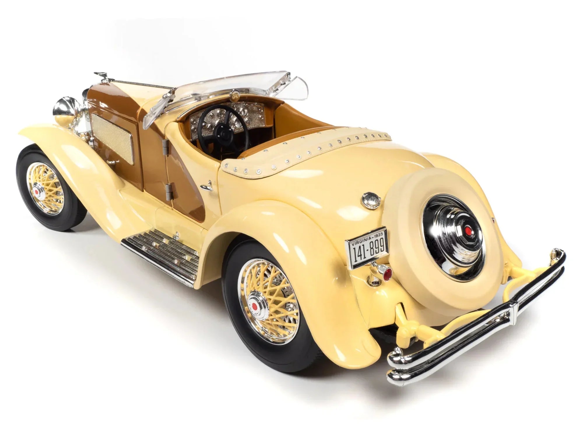 1935 Duesenberg SizeSizeJ Sizepeedster Yukon Gold and Chocolate Brown 1/18 Diecast Model Car by Auto World