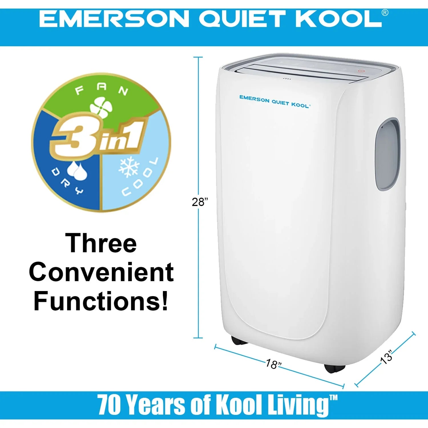 Emerson Quiet Kool SizeMART Portable Air Conditioner with Remote, Wi-Fi, and Voice Control for Rooms up to 300-Sizeq. Ft.